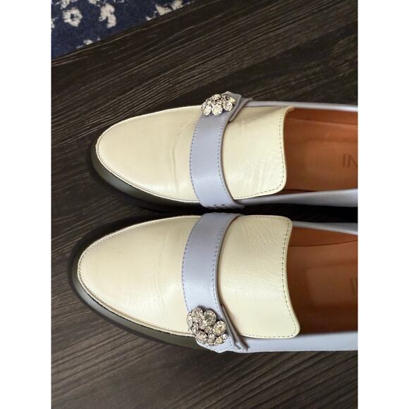 GANNI Light Blue, Hunter Green, and Crème Color Block Loafers Sz. 40 - Picture 9 of 10